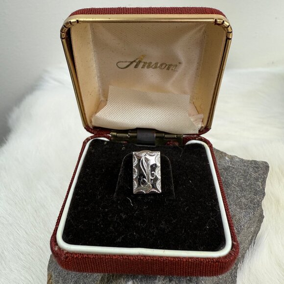 Vintage Anson M Monogram Tie Tack in Original Box Silver Tone Excellent - Picture 1 of 6